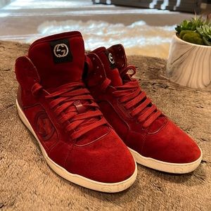 Gucci mens high top sneakers 9G Red